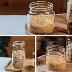 40 oz/1200 ml Clear Glass Storage Canister with Airtight Wooden Screw Lid, Large Tall Cute Decorative Glass Food Container Jar for Coffee,Spice,Candy,Salt,Cookie,Condiment,Pepper,Sugar,Pasta