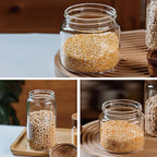 3 Pack 50 fl oz/1500 ml Clear Glass Storage Canister with Airtight Wooden Screw On Lid, Large Tall Decorative Glass Container Jar Set for Coffee, Nut, Tea, Candy, Cookie, Cereal, Sugar, Flour