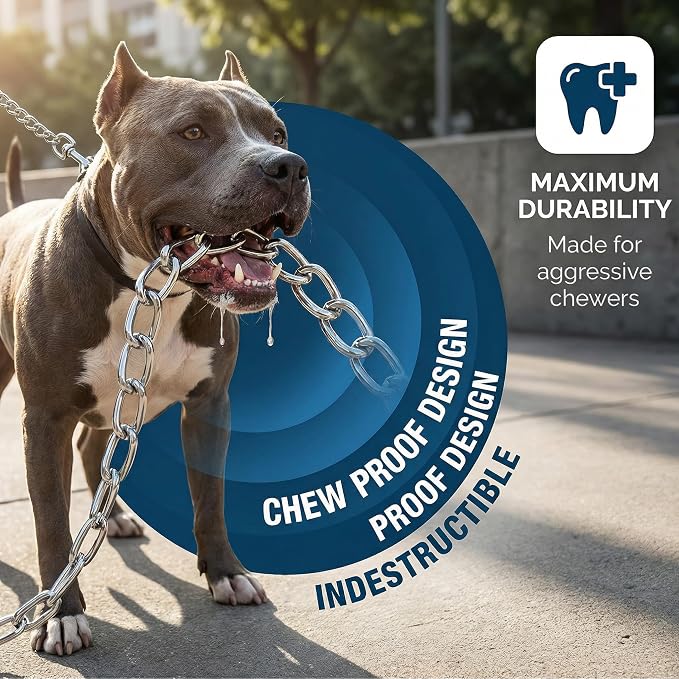 Heavy Duty Dog Chain Leash, 6 ft x 3.0 mm (25-120 lbs) | Padded Handle for Large & Medium Size Dogs