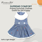 Parisian Pet Dog Overall Dress - Spring Summer Clothes for Large Dogs Girl - Floral Denim Pet Dress - Stylish Dog Outfit - Lightweight and Breathable Puppy Clothes - Sleeveless Dresses for Dogs