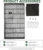 PJYuCien Puppy Playpen with Bottom Pad and Door, 8 Panels 42" H, Black | 24"W, Dual-function Pad, For Large Pets, Foldable Octagonal Pen, Versatile, Indoor & Outdoor, Backyard, Protects Floors