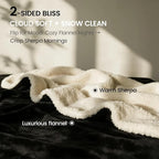 gogobunny Waterproof Bed Blanket, Reversible Sherpa Fleece Throw Blanket for Dog Puppy Cat, Furniture Cover Protects Bed Couch Sofa from Liquid Pee and Pet Fur (Black, 60x80 inches)