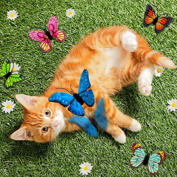 Catnip Toys for Indoor Cats with Crinkle, Butterfly 5-Pack | Five soft catnip toys with crinkle material and butterfly shapes for batting, tossing, carrying, and indoor play