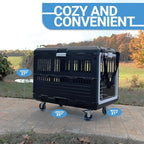 Collapsible Dog Crate & Travel Kit Bundle, 35"L x 21"W x 27"H, Hard Sided Portable Kennel with Wheels, Strap, and Zip Ties for Travel