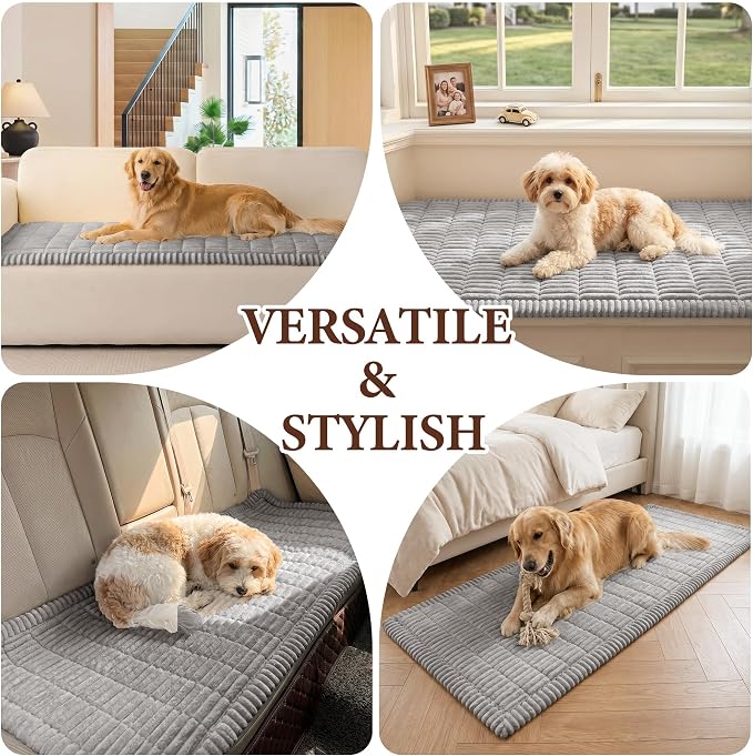 Pet Couch Covers, Non Slip Sofa Cover for 2 Cushion Couch Protector | Small Couch Covers for Dogs Washable, Dog Mat for Couches Against Scratches & Stains, Pet Friendly, Light Grey, 27.6" x 59"