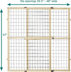 MYPET Wire Mesh Dog Gate: 29.5"-40" Wide, Pressure Mounted with No Tools; Expandable, Durable Pet Gates for Doors and Hallways, 37" Tall, Made with Sustainable Hardwood