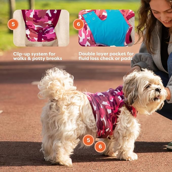 Suitical Recovery Suit for Dogs | Spay and Neutering Dog Surgery Recovery Suit for Male or Female | Soft Fabric for Skin Conditions | 2XL | Neck to Tail 31.5”-36.2” | Pink Camouflage