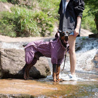 LOVELONGLONG Waterproof Dog Raincoat with Removable Hood – Outdoor Full Body Dog Jacket, Windproof Snowproof Shell Suit – All Season Pet Rain Gear Plum Purple XXL