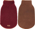 cyeollo Warm Dog Coat Fleece Sherpa Reversible Winter Sweater Coats, Turtleneck Cold Weather Dog Jacket Vest for Small Dogs with Leash Hole, Burgundy, S