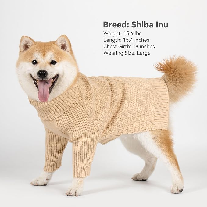 cyeollo Dog Sweater Long Sleeve Knitted Turtleneck Pullover Warm Clothes | Ultra Soft Warm Knit, Full Coverage, 4-Way Stretch for Easy Movement, Easy On & Off, Winter Daily Wear for Small Dogs
