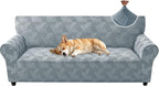ZNSAYOTX Stretch Couch Covers for 3 Cushion Couch, 1-Piece Sofa Cover Slipcover Pet Friendly, Furniture Protector with Elastic Bottom for Dogs Geometrical Jacquard Fabric (Large, Light Grey)