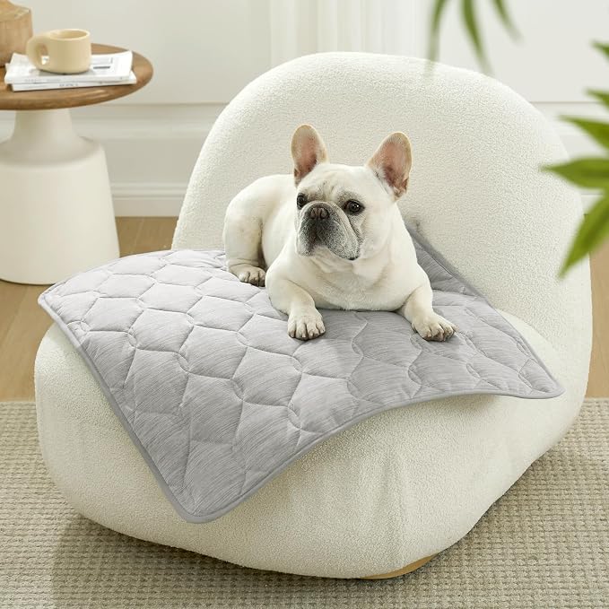 COZY KISS Cooling Couch Arm Cover for Dog Washable, Cool Sofa Cushion Mat | Q-Max >0.4 Cool Tech, Non-Slip Pet Pad for Car Seat Protector, Liquid Pee Proof Mat for Dog, Cats, 27.5x27.5 Inch, Grey