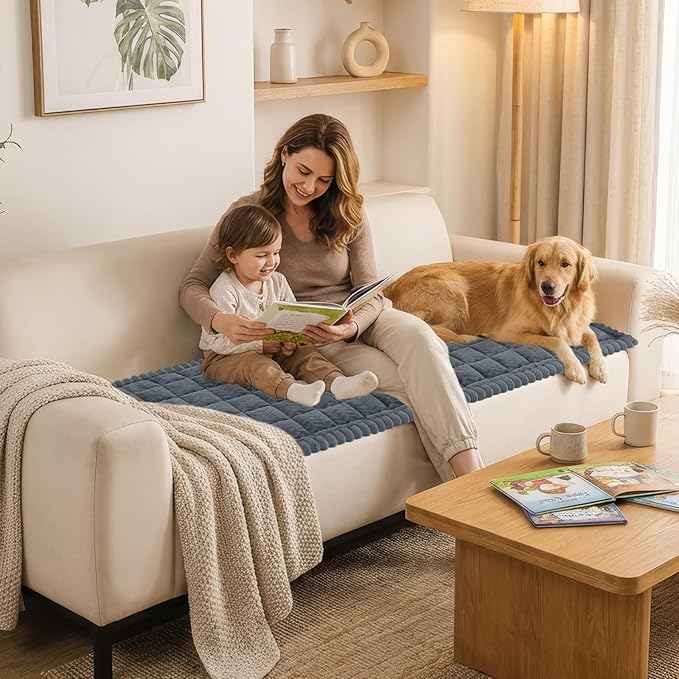 Smiry Couch Cover for Dogs, Non Slip Fuzzy Pet Sofa Covers Washable | Sofa Slipcovers for 3 Cushion Couch, Soft Thick Furniture Protector for Cats Dogs, Against Fur, Dirt, Scratch (27.6"x95")