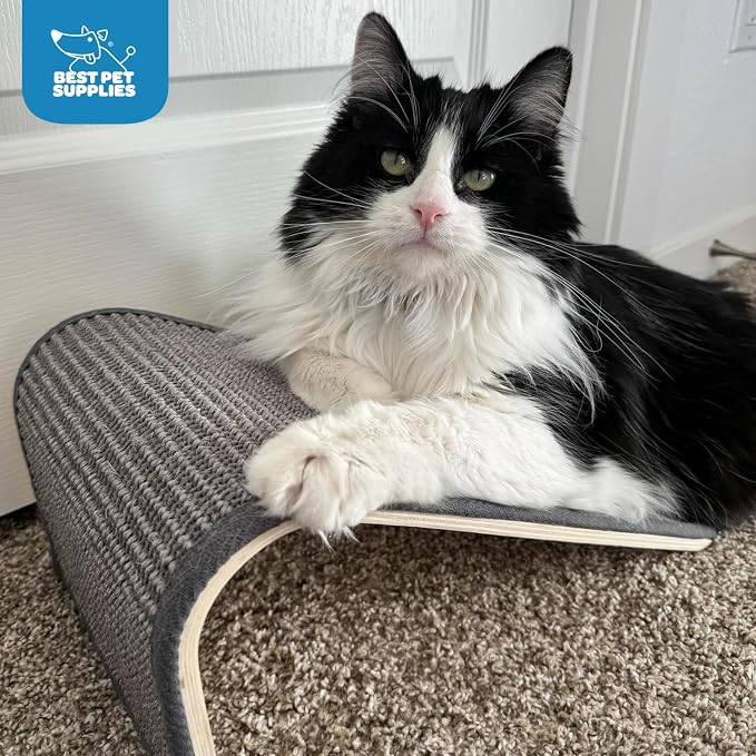 Best Pet Supplies Catify Cat Scratching Ramp - Beige | Heavy Duty Sisal, Support Natural Scratching, Non-Slip, Furniture Protector, Floor Carpet Scratcher, For Kittens and Cats
