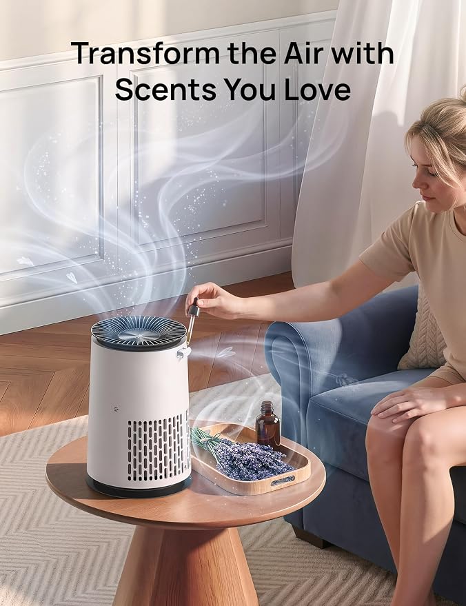 DREO HEPA Air Purifier for Home, AHAM VERIFIDE Air Cleaner for Bedroom, Pets, Smoke, Dust, Pollen & Odors, PM2.5 Monitor, Auto, Turbo & Quiet Sleep Mode, 4 Speeds, Scent Diffuser, DR-HAP008 (Dreo 338)