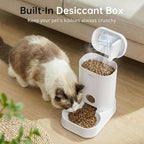 PAWGETHER® Gravity Cat Feeder, 1 Gallon/3.5L Dog Food Dispenser, No-Electricity Automatic Pet Feeder, Auto Refill Food Bowl for Cats & Small, Medium Dogs Easy to Fill