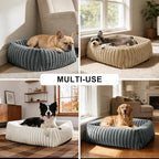 FURTIME Dog Beds Large Sized Dog, Washable Orthopedic Pet Bed with Removable Cover, Rectangle Soft Calming Sleeping Puppy Bed Durable Pet Cuddler with Anti-Slip Bottom, Grey, XL(42"x20"x8")