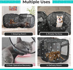 2-in-1 Cat Playpen, Pop Up Dog Pet Playpen for Indoor Outdoor Cats Enclosed, Portable Pet Playpen, Kitten Puppy Foldable Play Pen Cat Dog Tent Crate Cage Kennel(No Divider, Unified Space)