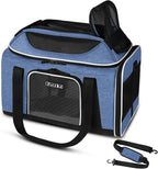Petskd Top-Expandable Small Pet Carrier 18"x13"x9.5" Airline Approved | for Southwest Airlines, Lockable Safety Zippers and Anti-Scratch Mesh, Soft-Sided, Pets Under 10 Lbs, Blue