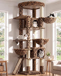 Globlazer Extra Large Cat Tree, 78 inch Sturdy Tall Cat Tree Tower for Indoor Multiple Large Adult Cats Kittens with 6 Scratching Posts, Enlarged Top Perch, 2 Padded Condos, S78G, Leopard Print