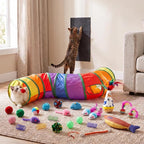 35 Pcs Interactive Cat Toys for Indoor Cats, S-Shaped Kitten Play Tube Toy | Collapsible & Space-Saving Cat Tunnel, Cat Wobble Toy, Cat Scratching Pad, Boosts Mental & Physical Health, Gift Box for Cat