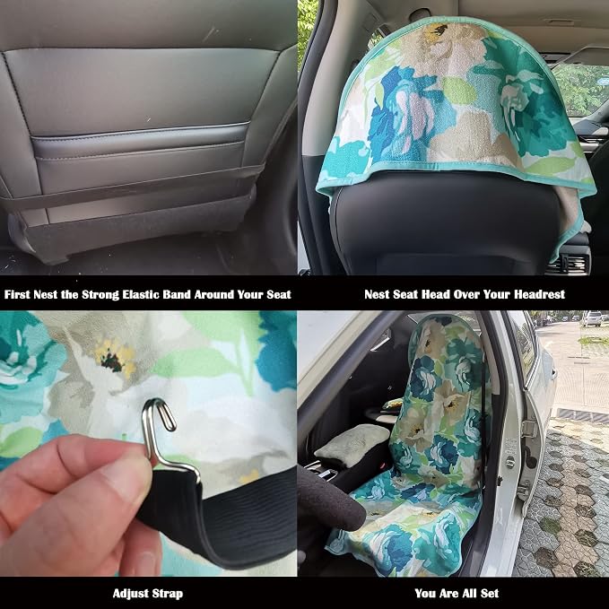 Car Seat Cover Protector Front Seats,for Gym Workout,Running,Swimming,Beach and Hiking,Waterproof Sweat Towel Bucket Seat Covers for Cars SUV Trucks (Chrysanthemum, 1Pcs)