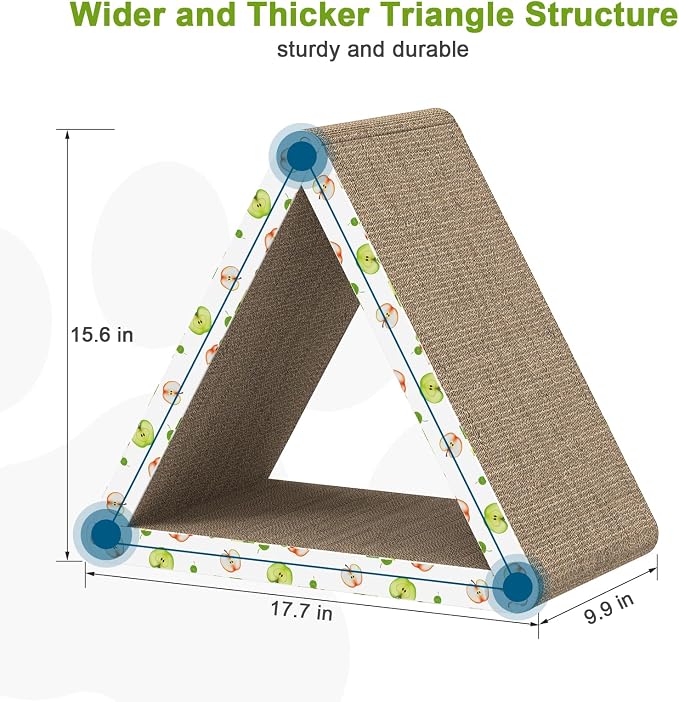Triangle Cat Scratcher, Cat Scratching Board for Indoor Cats, 6 Usable Sides Cardboard Cat Scratcher with Catnip, Corrugate Cardboard Cat Scratching with Premium Scratch Textures Design