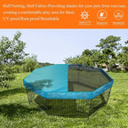 PJYuCien Playpen Top Cover for 24'' Width 8 Panel Pen, Blue | More Peace of Mind, More Safe, and Reduce Mess, Suitable for Puppy, Duck, and Other Small Animals,Adhesive Tape Connect