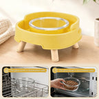 Ant Proof Cat Food Bowl, Elevated Cat Feeding Bowl, Yellow 2pcs | Prevents Ants from Entering and Reduces Neck Stress, Non-Slip Elevated Cat Feeding Bowl