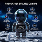 GBIUT Robot Alarm Clock Camera, 2K HD 5G/2.4Ghz WiFi Pet Robot Camera, Human Detection, Night Vision, Two-Way Talk & Motion Alert, Temp Humidity Display, Space Gift for Kids