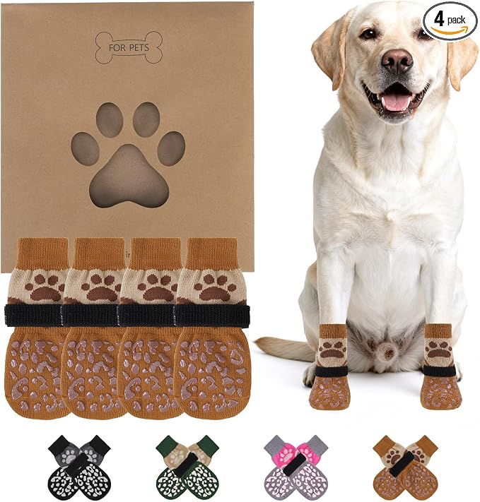 KOOLTAIL Dog Socks for Hot/Cold Pavement to Prevent Licking Paws for Hardwood Floors,Anti Slip,Pet Boots&Paw Protector with Grippers,Puppy Shoes Booties for Small Medium Large Senior Dogs