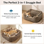 GASUR Dog Beds for Large Medium Small Dogs, Rectangle Cave Hooded Blanket Puppy Bed, Luxury Anti-Anxiety Orthopedic Cat Beds for Indoor Cats, Warmth and Machine Washable (30 inches, Brown)