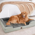 EHEYCIGA Orthopedic Dog Beds Large Sized Dog, Waterproof Washable Pet Bed | Non-Slip Bottom and Egg-Crate Memory Foam XL Dog Couch Bed with Washable Removable Cover, Greyish Green, 41Inch