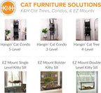 K&H Cat Window Perch Bed, EZ Mount Kitty Face, 27x11x6in, Gray | Sturdy Cat Window Hammock with Strong Suction Cups, Washable Sleeping Pad, Fits 30in W X 15in H Glass Spaces
