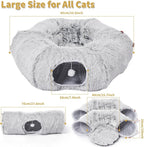 Cat Tunnels Bed with 1 Straight Tunnel and 20 Pet Toys - 5 Shapes DIY Indoor Cats Cave - Detachable Soft Cat Donut for Kitten Puppy Rabbit Ferret