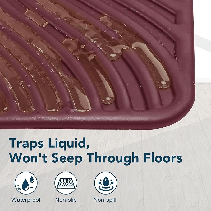 UPSKY Large Cat Litter Mat 31" x 24 Waterproof and Washable, Soft on Paws | Litter Catcher Pad, Cat Litter Trapping Mat, Scatter Control, Fits Most Litter Boxes, Use for Dogs & Cats, Red