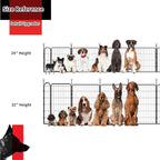 Portable Dog Crates, 32'' Metal Pet Playpen for Small/Medium Dogs, Indoor/Outdoor, Easy-Carry Straps, 2 Add-On Panels, No Door