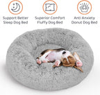 Donut Dog Bed - Premium Comfort for Anxiety Relief - Fluffy & Calming Design with Ultra-Plush Support | Cozy Round Dog Bed with Super Soft Circle Style (Grey, Large)