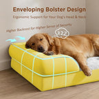 Comfort Expression Orthopedic Dog Bed for Extra Large Dogs with Bolster | Waterproof Dog Couch Bed with Washable Cover & Non-Slip Bottom, Supportive Egg Crate Foam Big Dog Bed, 53x42Inch