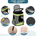 Petsfit Pet Backpack Carrier Easy-Fit Dog Travel Backpack Carrier for Hiking Walking Cycling Suitable for Small Medium Dogs Cats and Rabbits up to 22 Pounds, Green | 13.5 x 12.5 x 17.5 in; reinforced frame, 600D Oxford, 4 mesh panels, lockable zippers,...