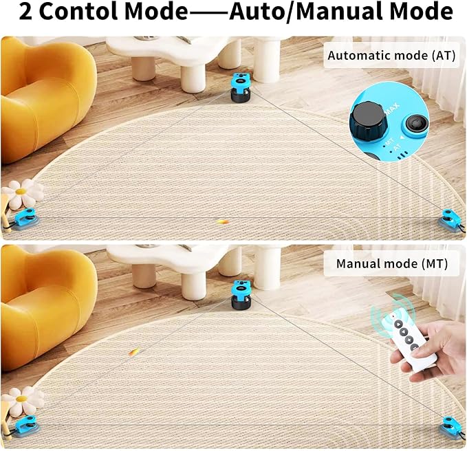 Interactive Cat Toys for Indoor Cats Chasing Running Hunt Instinct Exercise | Auto Smart DIY Multi-track Cat Feather Toy Treadmill with Mouse Sound，Cat Lure Course for Playful Cat Kitten Play(Cyan-blue)