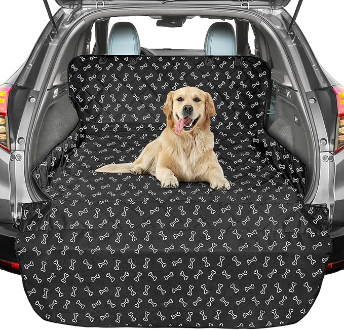 F-color SUV Cargo Liner for Dogs - Heavy Duty Cargo Cover for Mid-Size SUVs | Water Resistant, Bumper Flap, Non-Slip Mat, Car Trunk Dog Car Seat Cover Prevents Scratches Pet Hair Mud Dirt for Sedans Vans