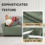 Jacquard Couch Covers for 3 Cushion Couch 1 Piece Stretch Sofa Covers Furniture Protector Anti-Slip Soft Thickened Dogs Slipcovers Washable Diamond Pattern(Sofa, Sea Grass)