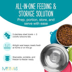 Messy Mutts 6 Piece Set, 3 Stainless Bowls and 3 Silicone Lids, Large | Set Of Three Stainless Dog Bowls And Three Airtight Silicone Lids For Meal Prep, Storage, And Travel