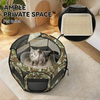 Siedihit Playpen for Small Dog Cat, Dogs Tent Crate Cage Indoor | Outdoor, Portable Pop Up Dog Kennel with Carrying Bag for Rabbits (Green Camo, Small)