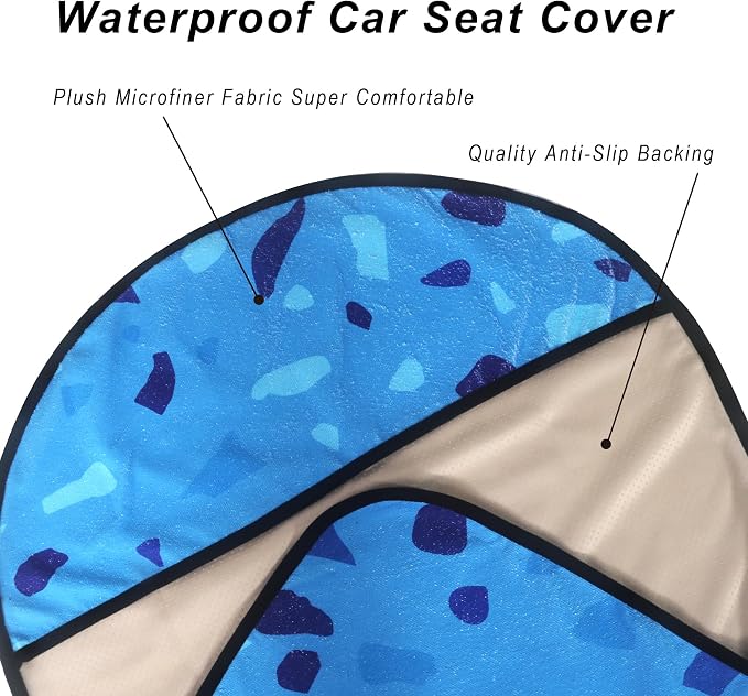 Car Seat Cover Protector Front Seats,for Gym Workout,Running,Swimming,Beach and Hiking,Waterproof Sweat Towel Bucket Seat Covers for Cars SUV Trucks (Blue Marbling, 2Pcs)
