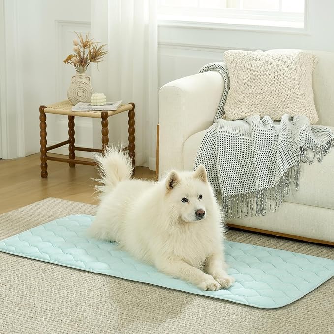 COZY KISS Cooling Couch Cover for Dog Washable, Cool Sofa Cushion Mat | Q-Max >0.4 Cool Tech, Non-Slip Pet Pad for Car Seat Protector, Liquid Pee Proof Mat for Dog, Cats, 27.5x82.5 Inch, Green