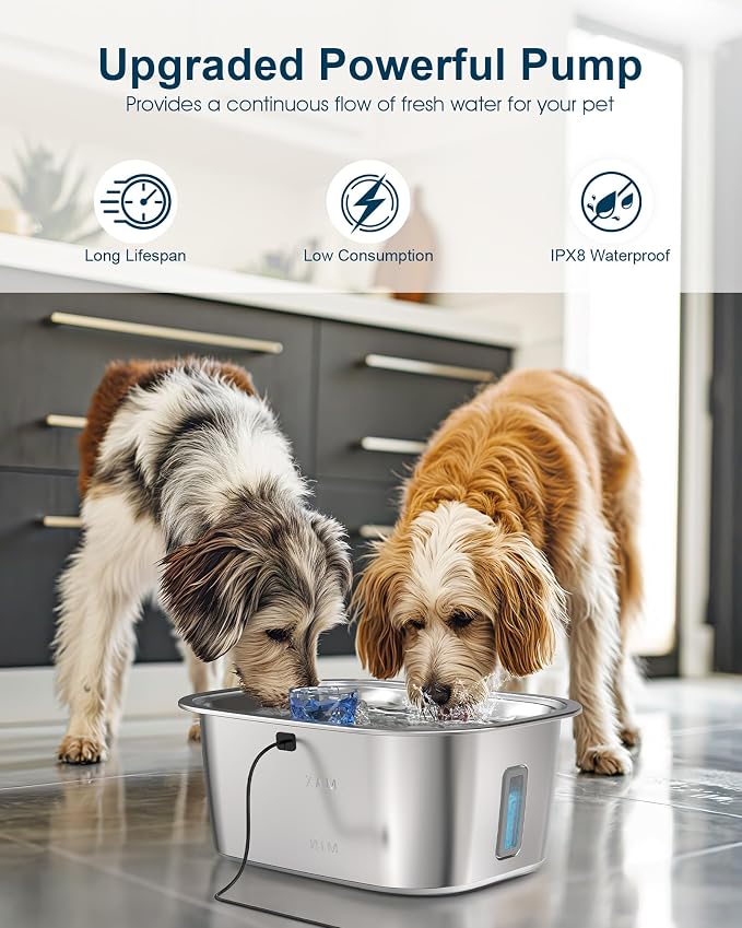 Dog Water Fountain Pump Replacement for D2341, D2419, D2223, D2322 Models, Pet Water Fountain Replacement Pump for PETNF Stainless Steel Large Dog Fountain for Large Dogs, Long Lifespan, Ultra Quiet