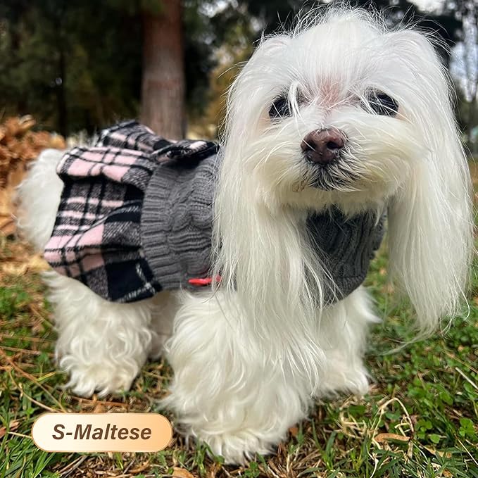 KYEESE Dog Sweater Dress Turtleneck Thick Knit Pullover for Cold Weather | Stretchy Fit, Lightweight & Warm, Cozy Knit Comfort, Cute Bow Accent, Gentle on Sensitive Skin, Comfortable Daily Wear