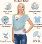 AnccoPlus Small Dog Sling Carrier, Hands-Free, Baby Blue, Plus | Patented Front Carrier Reduces Back and Neck Strain; Adjustable, Soft Cotton, 3D Air Mesh for Puppies & Cats up to 20 lb